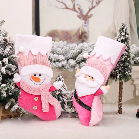 Personalized pink Christmas stocking 