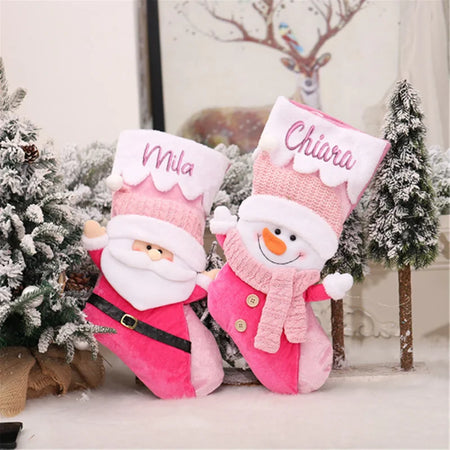 Personalized pink Christmas stocking 