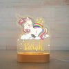 Lampada LED 3D personalizzata con unicorno arcobaleno