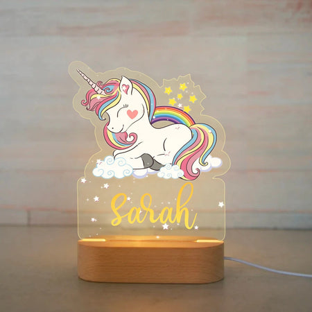 Lampada LED 3D personalizzata con unicorno arcobaleno