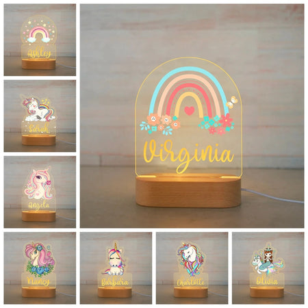 Lampada LED 3D Girly Unicorn personalizzata